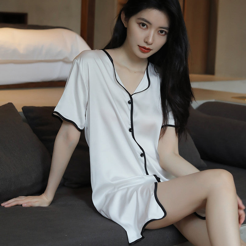 Silk Solid Color Short Sleeve Cardigan