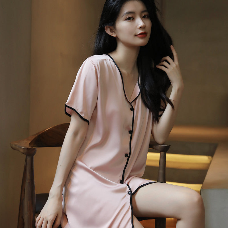 Silk Solid Color Short Sleeve Cardigan