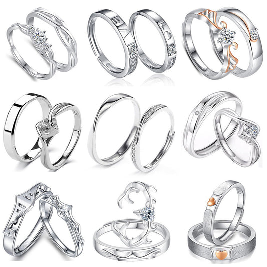 Silver Adjustable Couple Rings