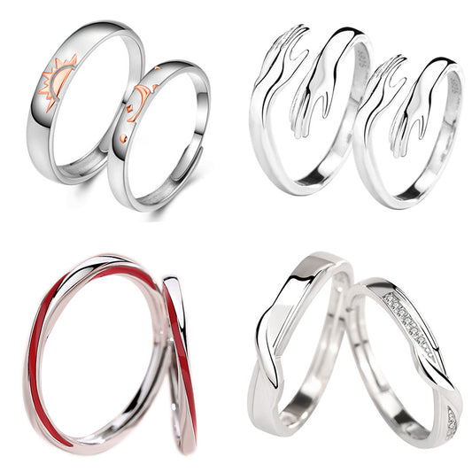 Silver Adjustable Couple Rings