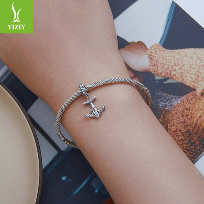 Silver anchor bead