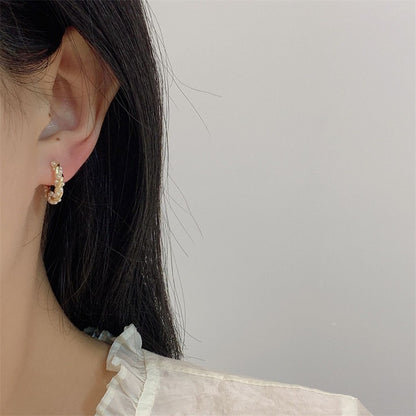 Silver Circle Pearl Earrings