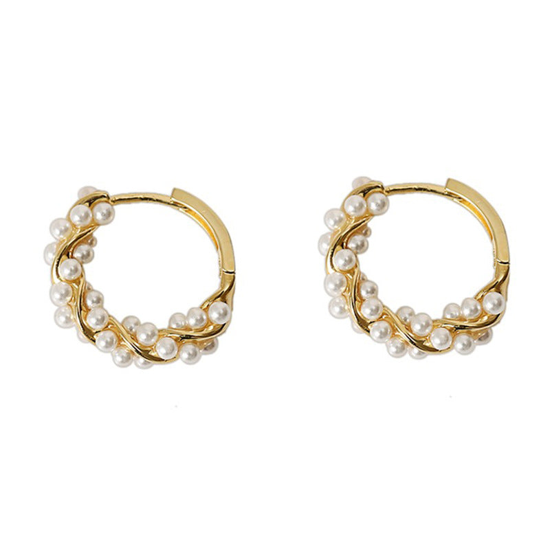 Silver Circle Pearl Earrings