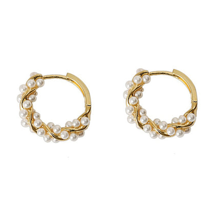 Silver Circle Pearl Earrings