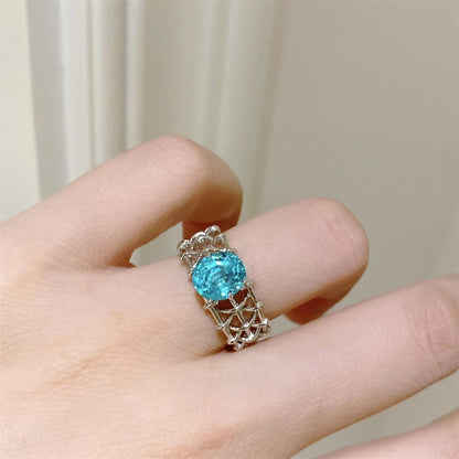 Silver diamond ring