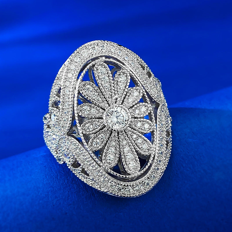 Silver-gold handcrafted geometric women's ring