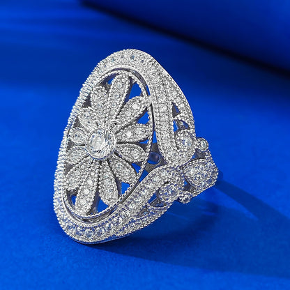 Silver-gold handcrafted geometric women's ring