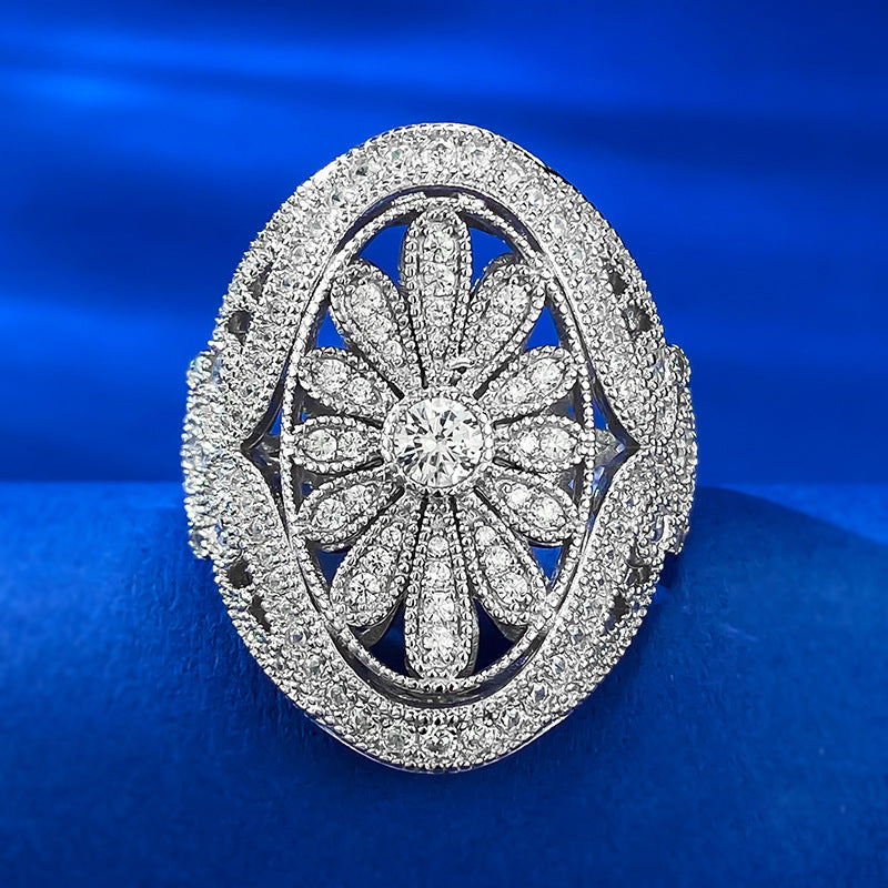 Silver-gold handcrafted geometric women's ring