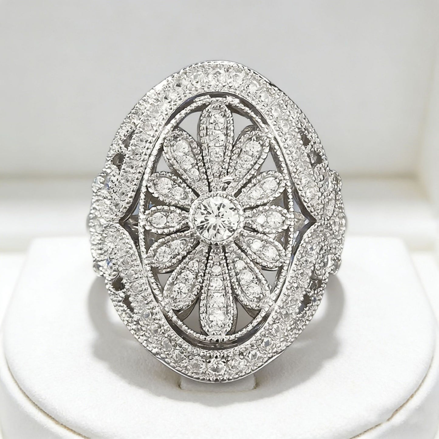 Silver Gold Plated Ring with White Diamond