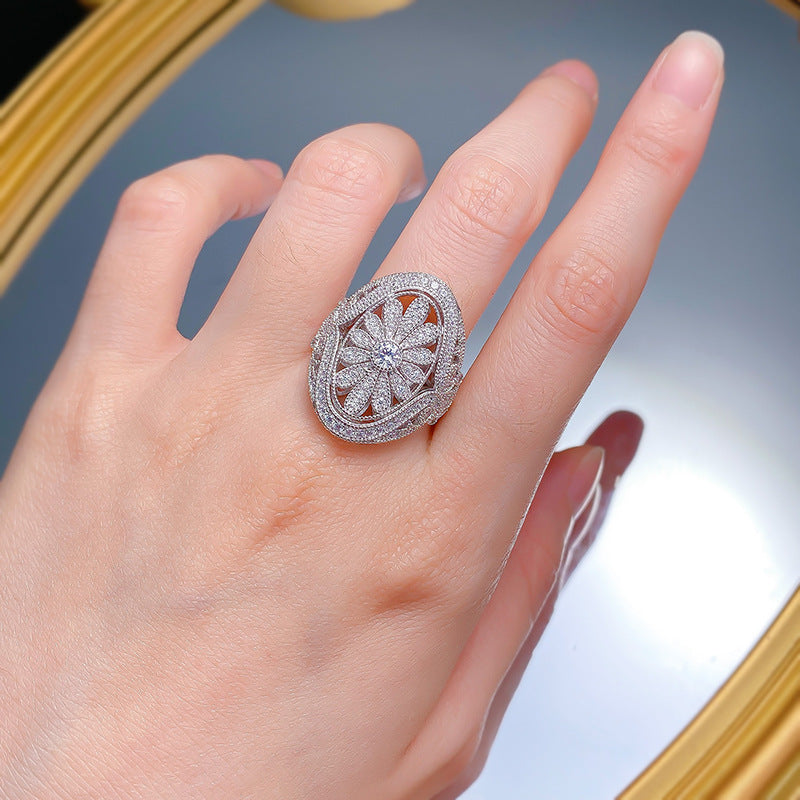 Silver Gold Plated Ring with White Diamond