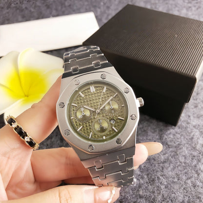 Silver Green Dial Chronograph Mens Watch