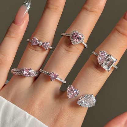 Silver Heart Zircon Ring