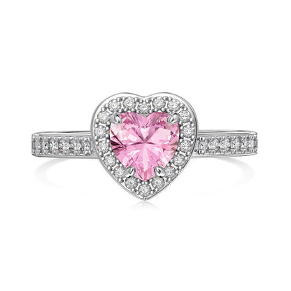 Silver Heart Zircon Ring