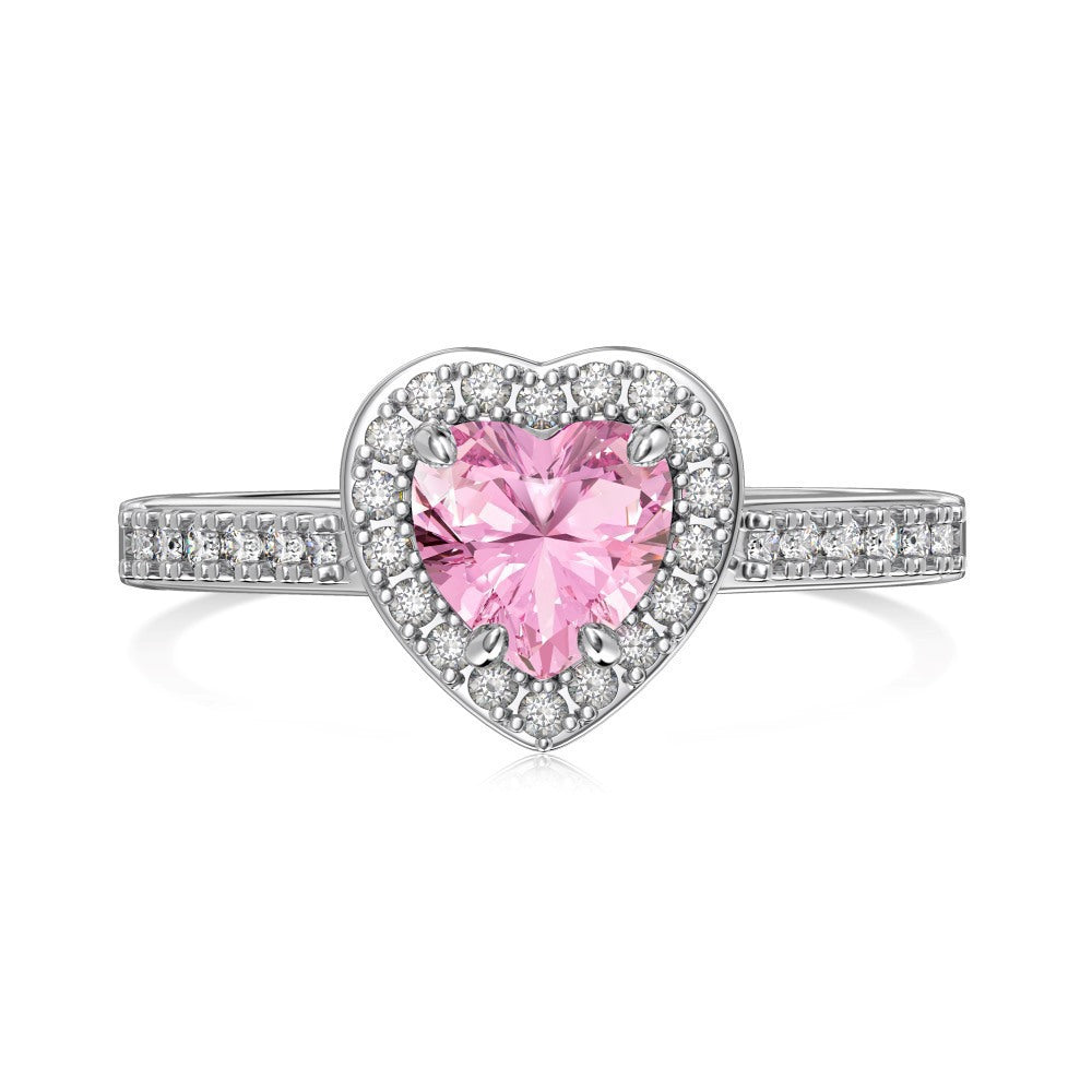 Silver Heart Zircon Ring