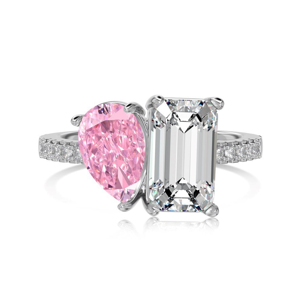 Silver Heart Zircon Ring