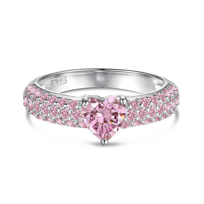 Silver Heart Zircon Ring