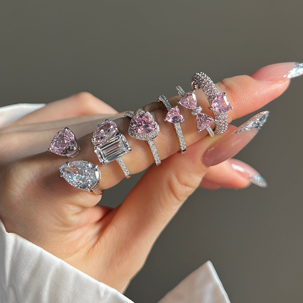 Silver Heart Zircon Ring