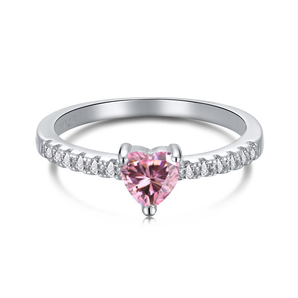 Silver Heart Zircon Ring