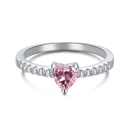 Silver Heart Zircon Ring