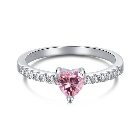 Silver Heart Zircon Ring