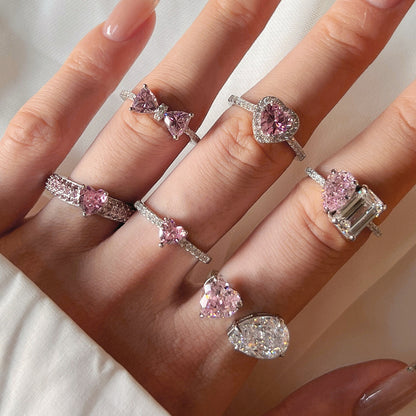 Silver Heart Zircon Ring