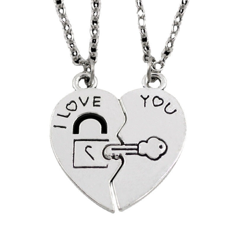 Silver Lock Key Love Necklace Korean Style