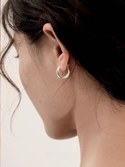 Silver metal hoop earrings