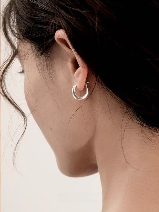 Silver metal hoop earrings
