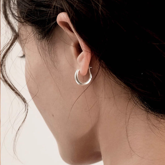 Silver metal hoop earrings