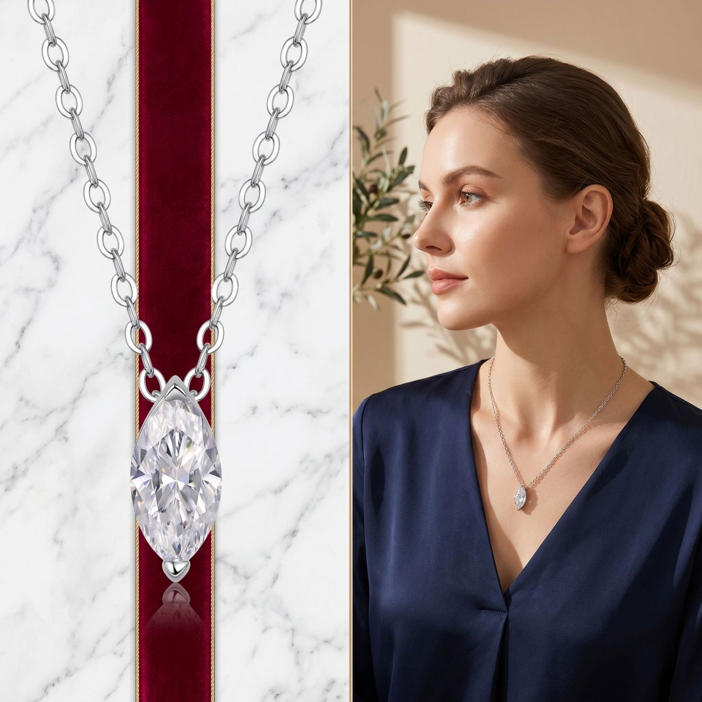 Silver moissanite necklace