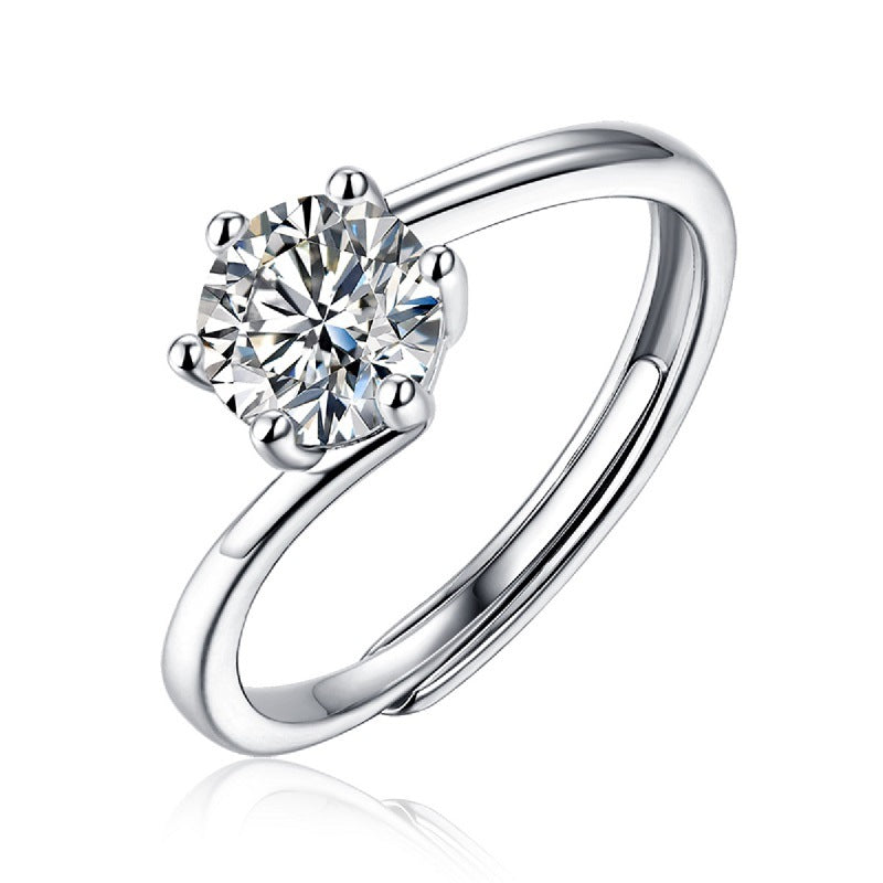silver moissanite ring