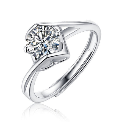 silver moissanite ring