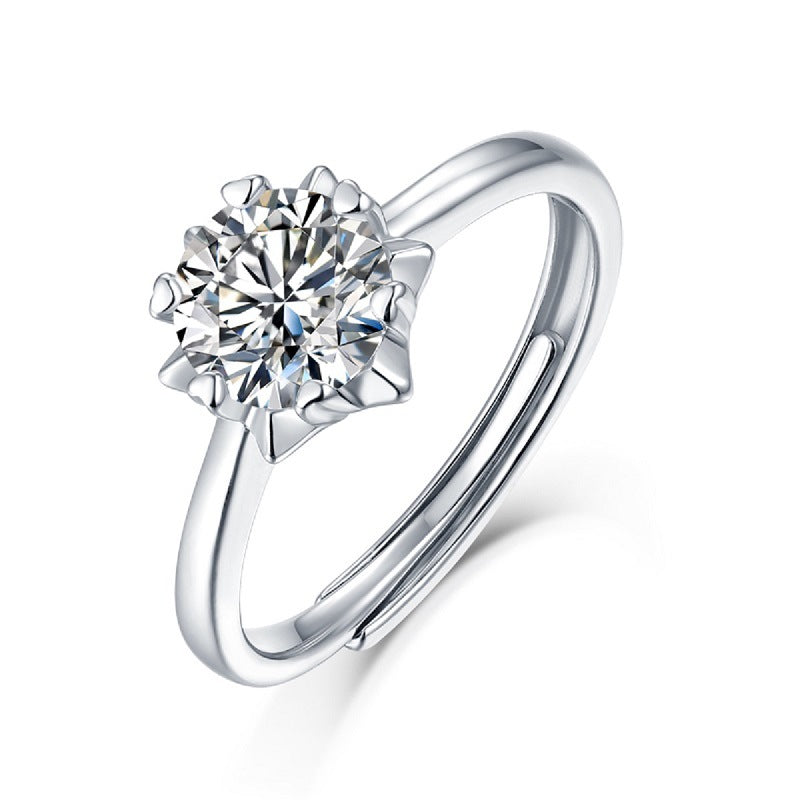 silver moissanite ring