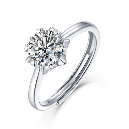 silver moissanite ring