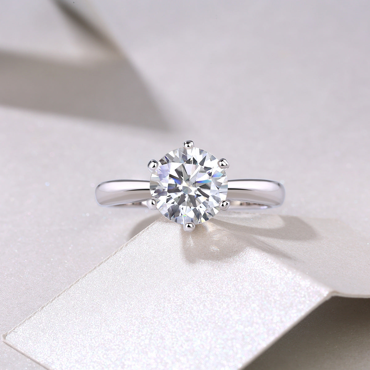 silver moissanite ring