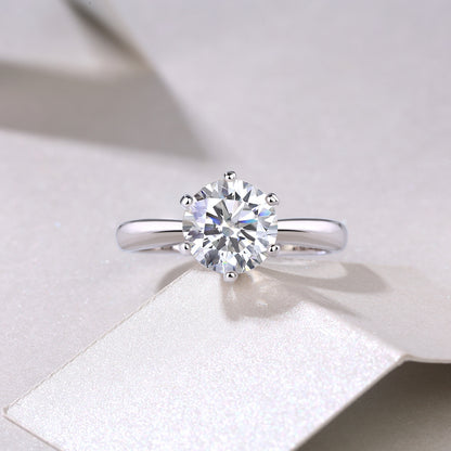 silver moissanite ring