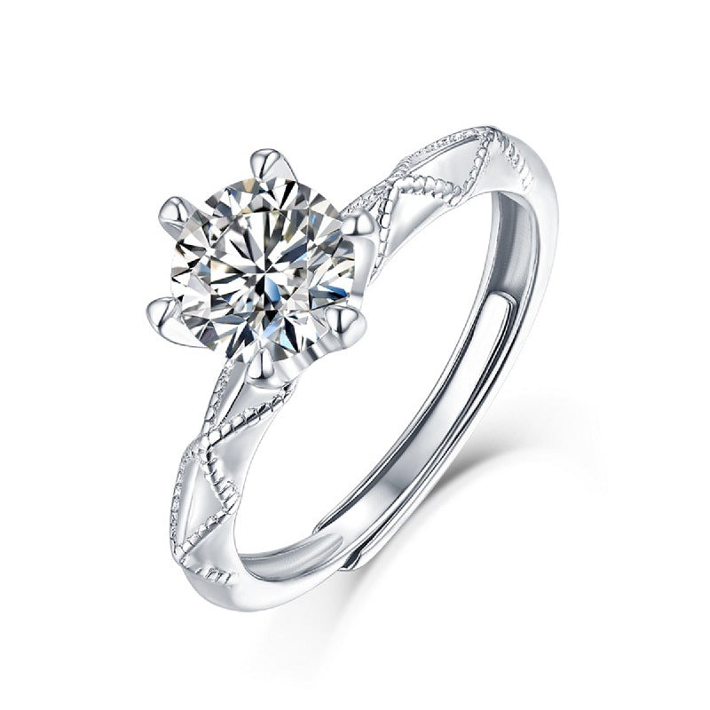 silver moissanite ring
