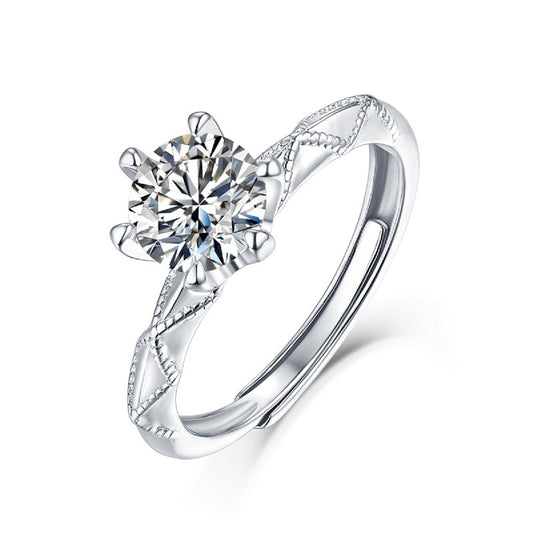 silver moissanite ring