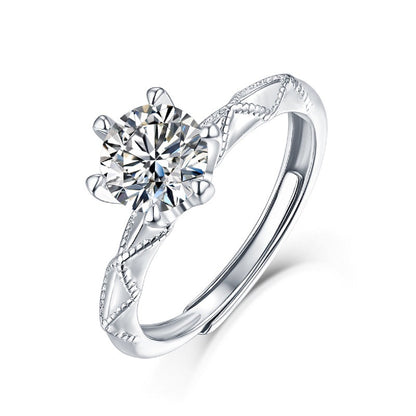silver moissanite ring