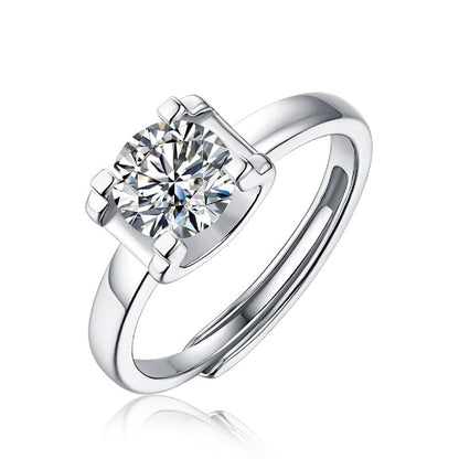 silver moissanite ring