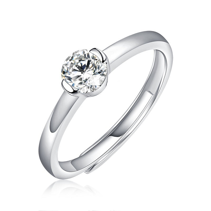 silver moissanite ring