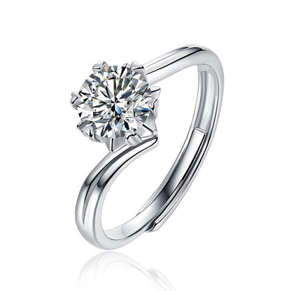silver moissanite ring