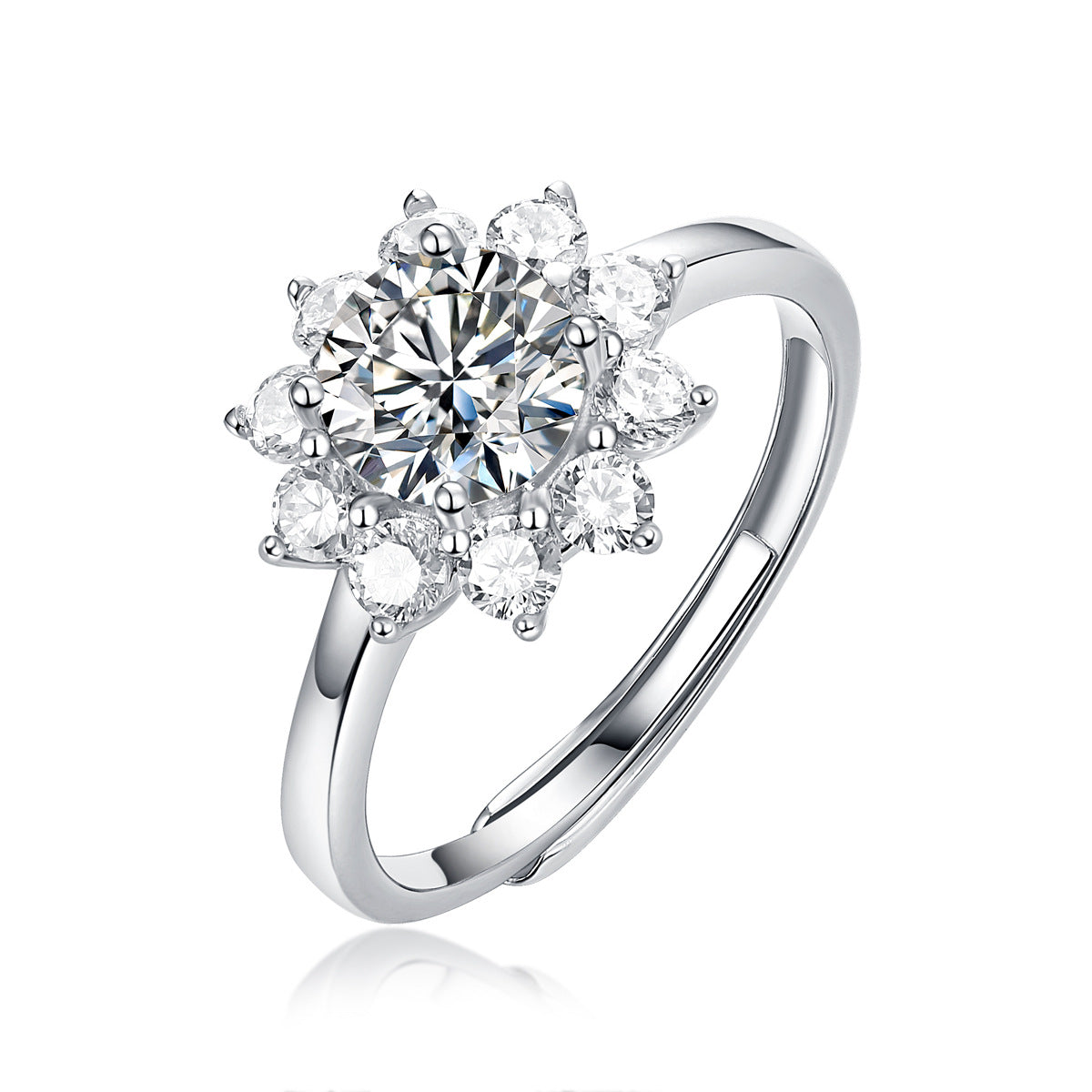 silver moissanite ring