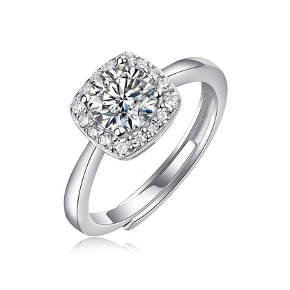 silver moissanite ring