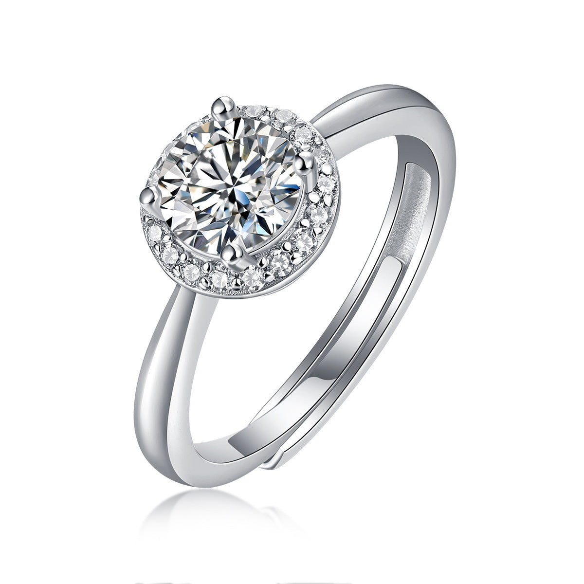 silver moissanite ring