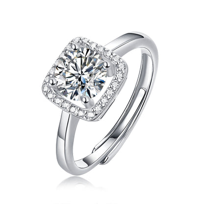 silver moissanite ring