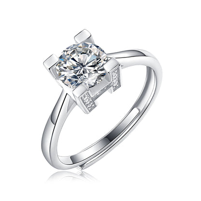 silver moissanite ring