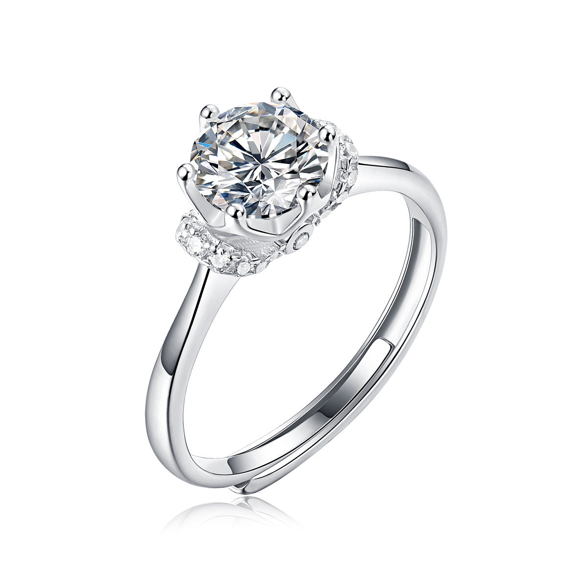 silver moissanite ring