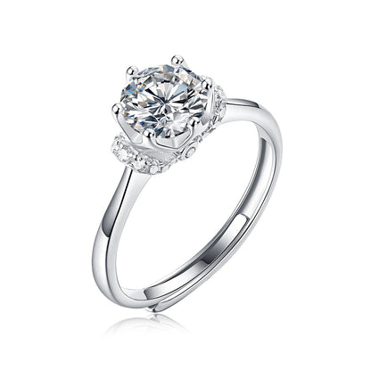 silver moissanite ring