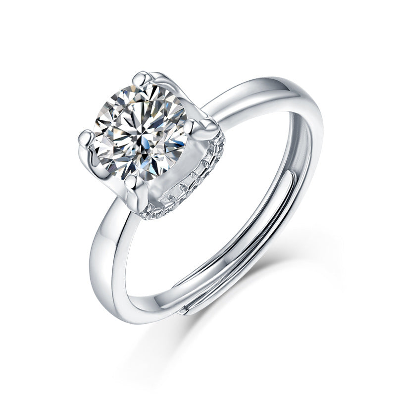 silver moissanite ring